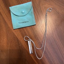 Tiffany Sterling Silver 1837 Bar Pendant Necklace