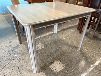 Grey Washed Small Rectangular Dining Table w/ Built in Leaf