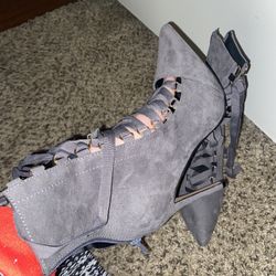 Faux Suede Grey Heels (9)