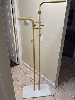 Used Gold Coat Rack with Marble Base