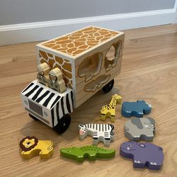 Melissa & Doug Animal Rescue Shape-Sorting Truck - Wooden Toy with 7 Animals and 2 Play Figures