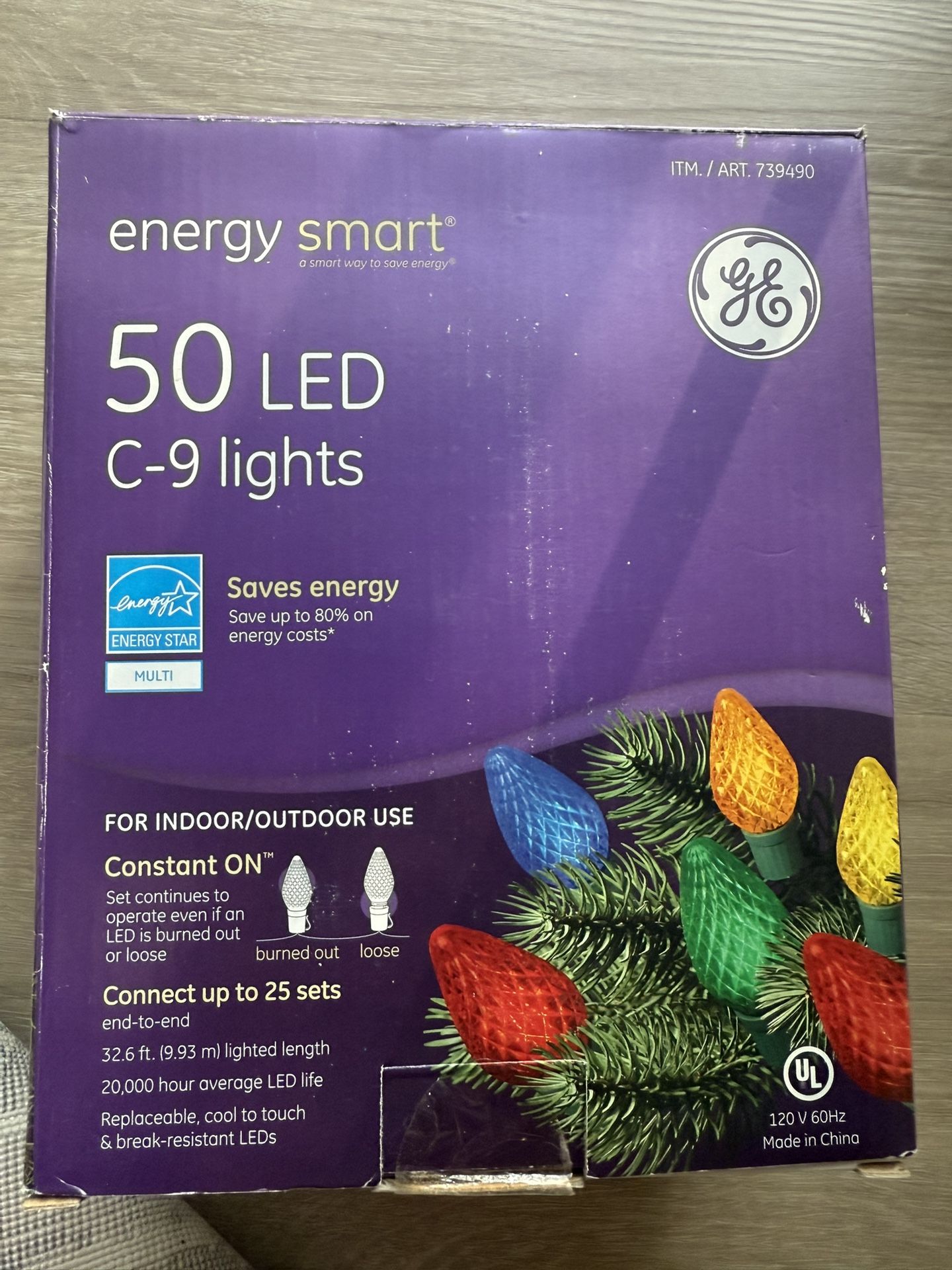 GE 50 LED C-9 Lights Indoor Outdoor New In Box