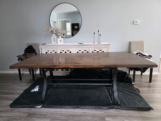 Industrial Wood Block Dining Table