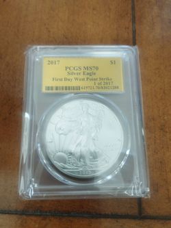 2017 Silver Eagle PCGS MS70 First Day West Point Strike