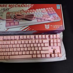 TRI-MODE WIRELESS WIRED RGB PINK MECHANICAL KEYBOARD 2.4GHZ BT USB-C WIRED HOTSWAPPABLE BLUE SWITCHES