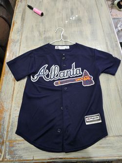 STITCHED SEWN MAJESTIC ATLANTA BRAVES BASEBALL JERSEY YOUTH SMALL CHILD