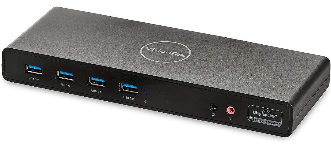 VisionTek VT4000 Universal Dual 4K Laptop Monitor Docking Station, Dual UHD Video, HDMI, DisplayPort, USB 3.0, USB-C, RJ45 Ports, for Mac & Windows (9