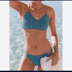 Bikini with Striped Laces - Medium Waist