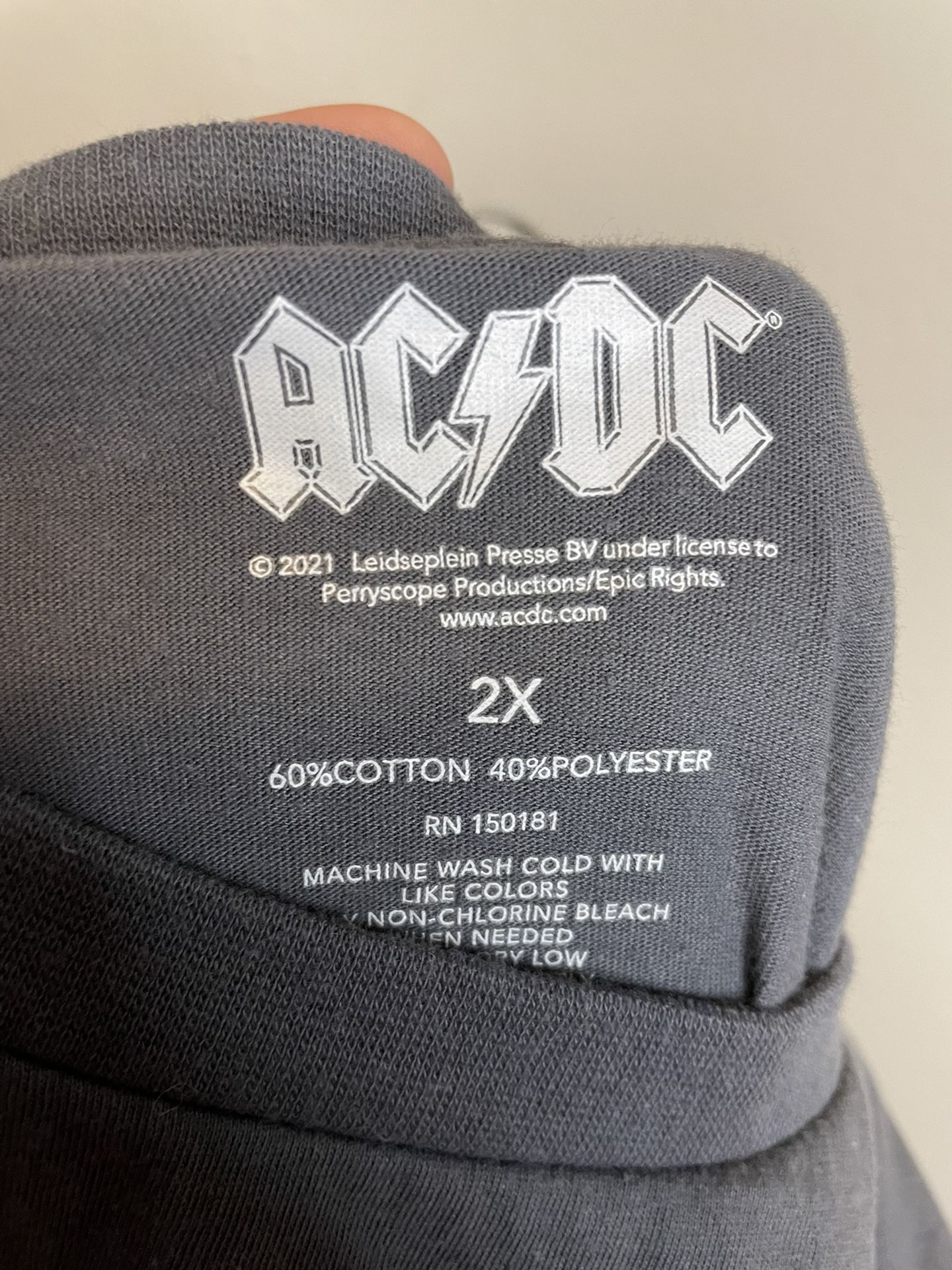 VINTAGE AC/DC BACK IN BLACK T SHIRT GREY XXL 2XL COTTON