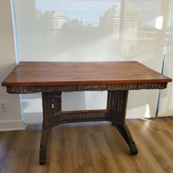 Antique Heywood-Wakefield Wicker Library Table