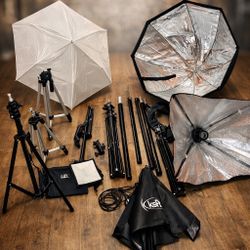 Photography Lighting Kit – Softboxes, Octabox, Stands & Carry Bags (Complete Set)