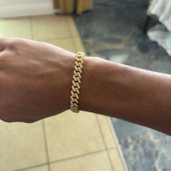 Diamond Test Approved 8MM Moissanite Gold Cuban Bracelet 