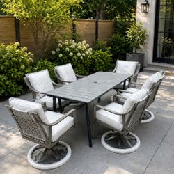 🔥 Modern 7-Piece Outdoor Patio Dining Set with Swivel Chair