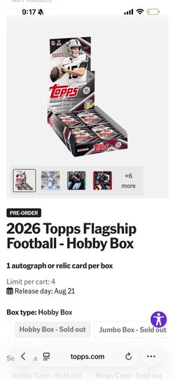 🔥 PRE-SALE: 2026 Topps Football Flagship Hobby & Jumbo Boxes – Factory Sealed 🏈  Reserve your 2026 Topps Football Flagship boxes before release!