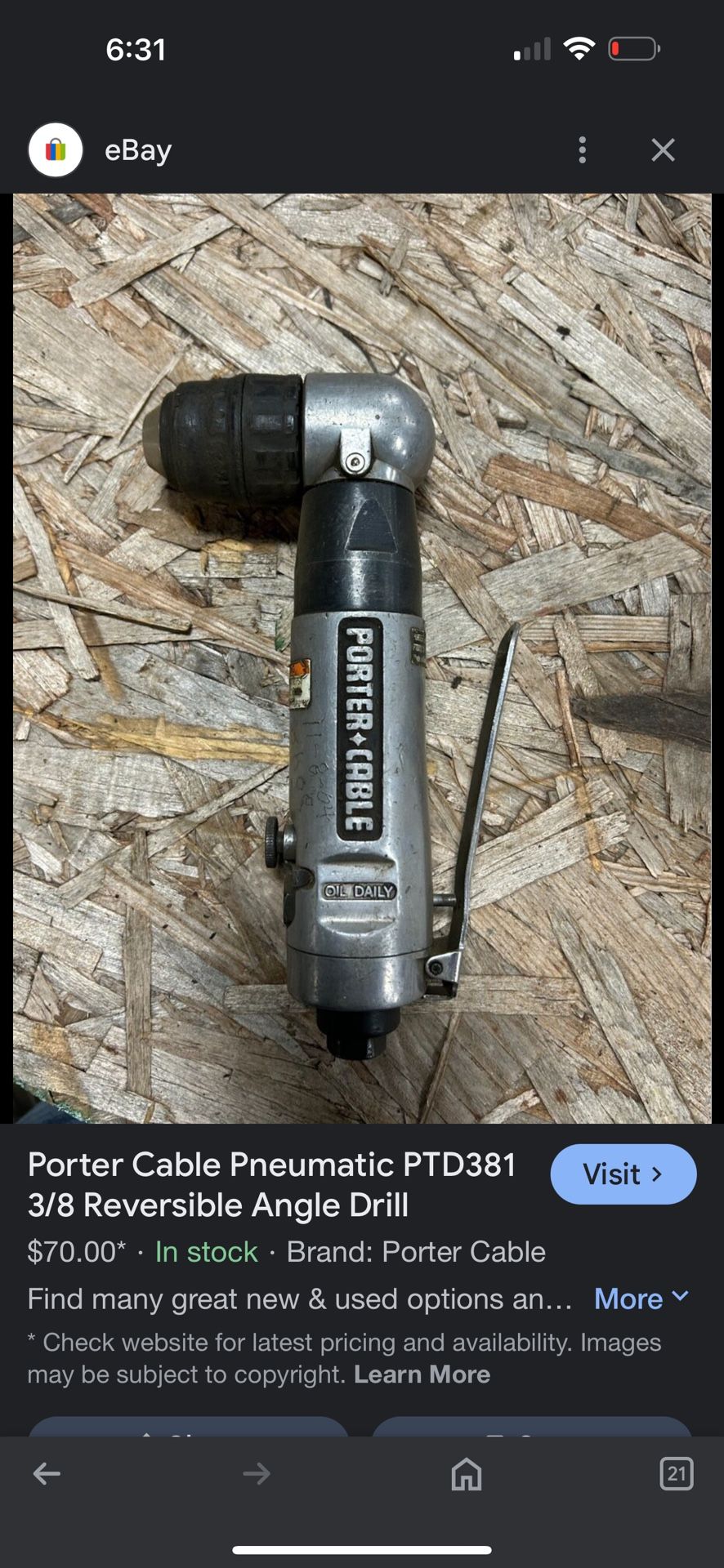 Porter Cable One Air Drlll