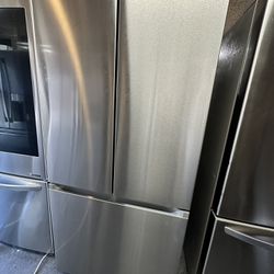 Samsung 3 Door Stainless Steel Refrigerator 33 Inch Wide Counter Depth