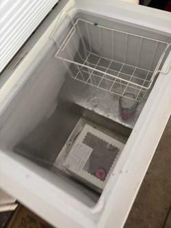 White Chest Freezer with Wire Basket