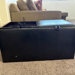 Storage Ottoman with Serving Tray – Faux Leather