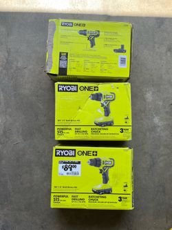 3 ryobi 18v 1/2 drill/driver kits