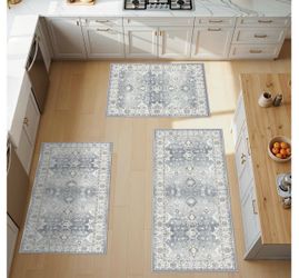New!✨ 4 piece boho farmhouse washable rug set
