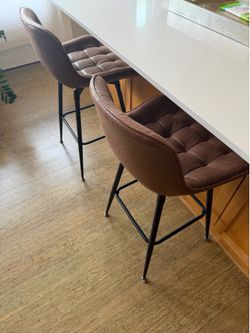 Modern Cognac Counter Height Bar Stools – Set of 2