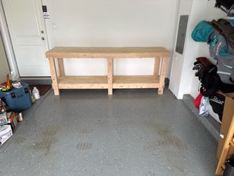 Wooden Workbench with Lower Shelf