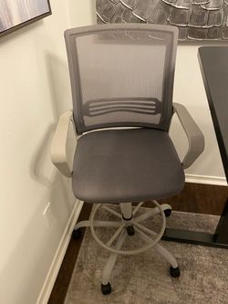 Grey standing desk chair - tall office ergonomic