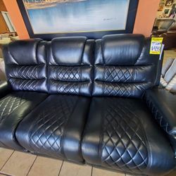 Black Faux Leather 2 Pc Couch 