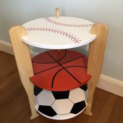 Unique And Fun Sports-Themed Side Table (Excellent Condition)