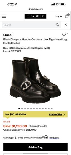 Gucci black Boots Size 37 Dionysus hunder Cordovan Lux Tiger Head