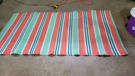 Striped Outdoor Plastic Woven Rug