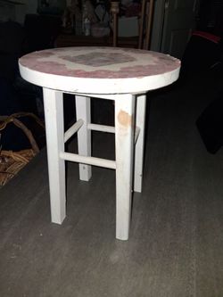 White Wood Round Small Stool