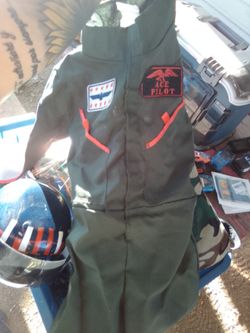 Kids Ace Pilot Flight Suit Costume with Helmet