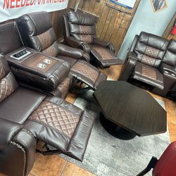 Two Tone Brown Reclining Sofa Set 3PCS ON CLEARANCE SALE $1349!!