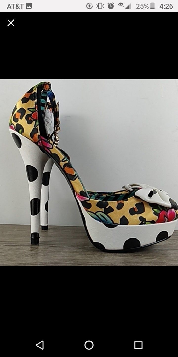 New polka dot bow platform heel