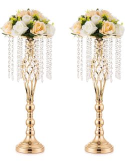 Inweder Gold Vases Centerpieces for Table: 21.7in Flower Stand, Set of 2
