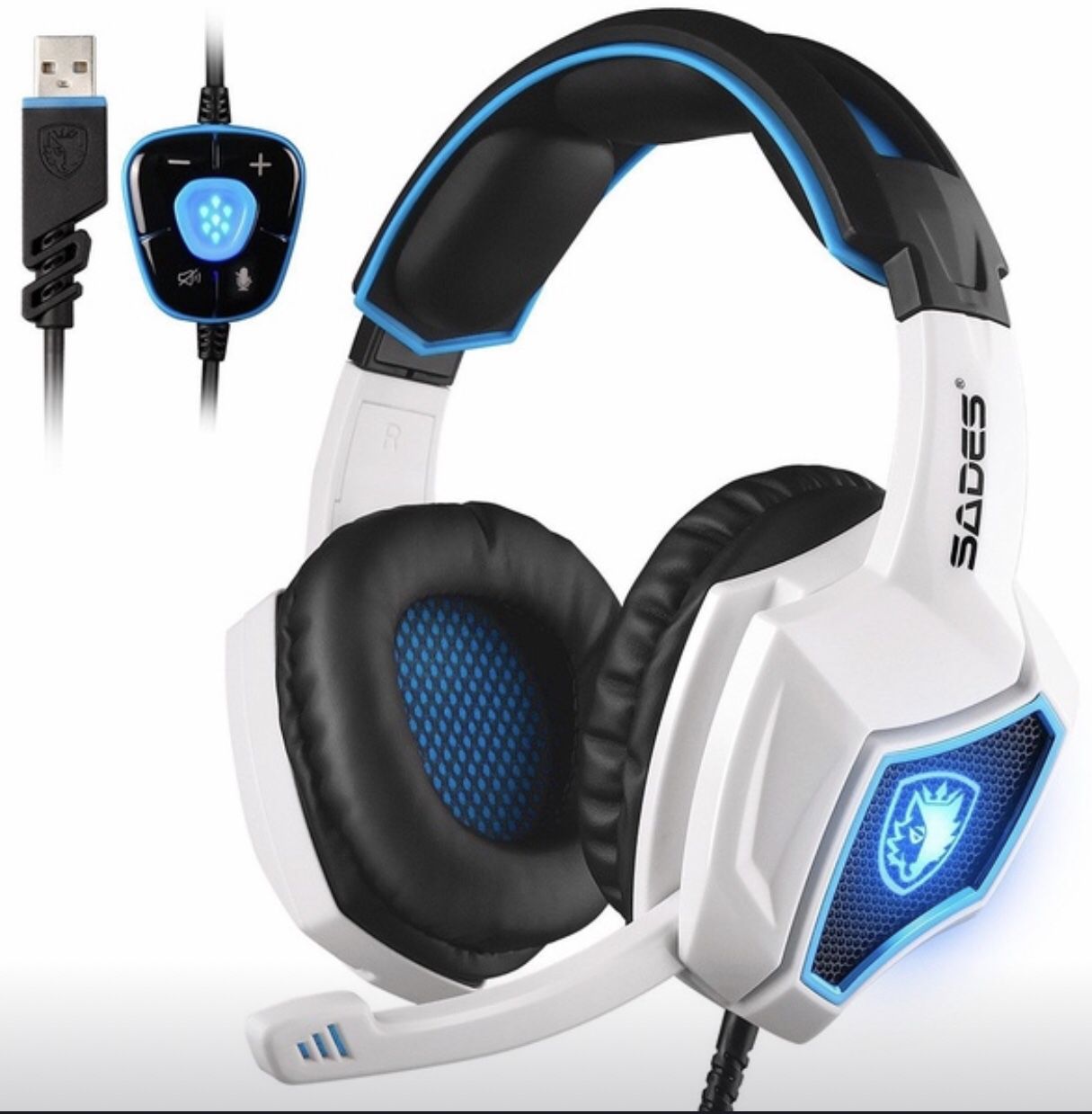 SADES Spirit Wolf 7.1 Surround Stereo Sound USB Computer Gaming Headset with Mic