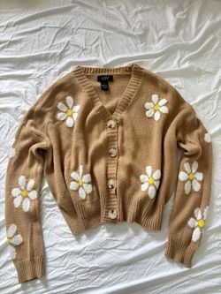 Floral Oversized V-neck Sweater 