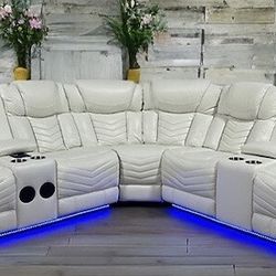 New White Sofa, Sectional With Speakers