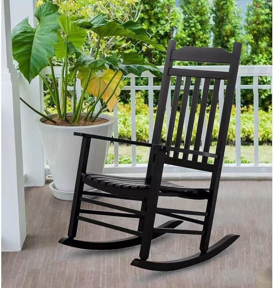 Indoor and outdoor patio and porch swing chair, wooden furniture for adults, for balcony, backyard and outdoor garden, black color. $50