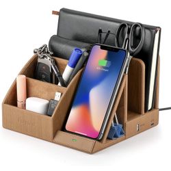 Brand New Wireless Charger with Desk Organizer Key Holder Wallet Stand Watch Organizer Nightstand