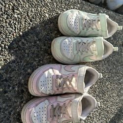 Little kids NIKEs size 1Y PINK, and GREEN