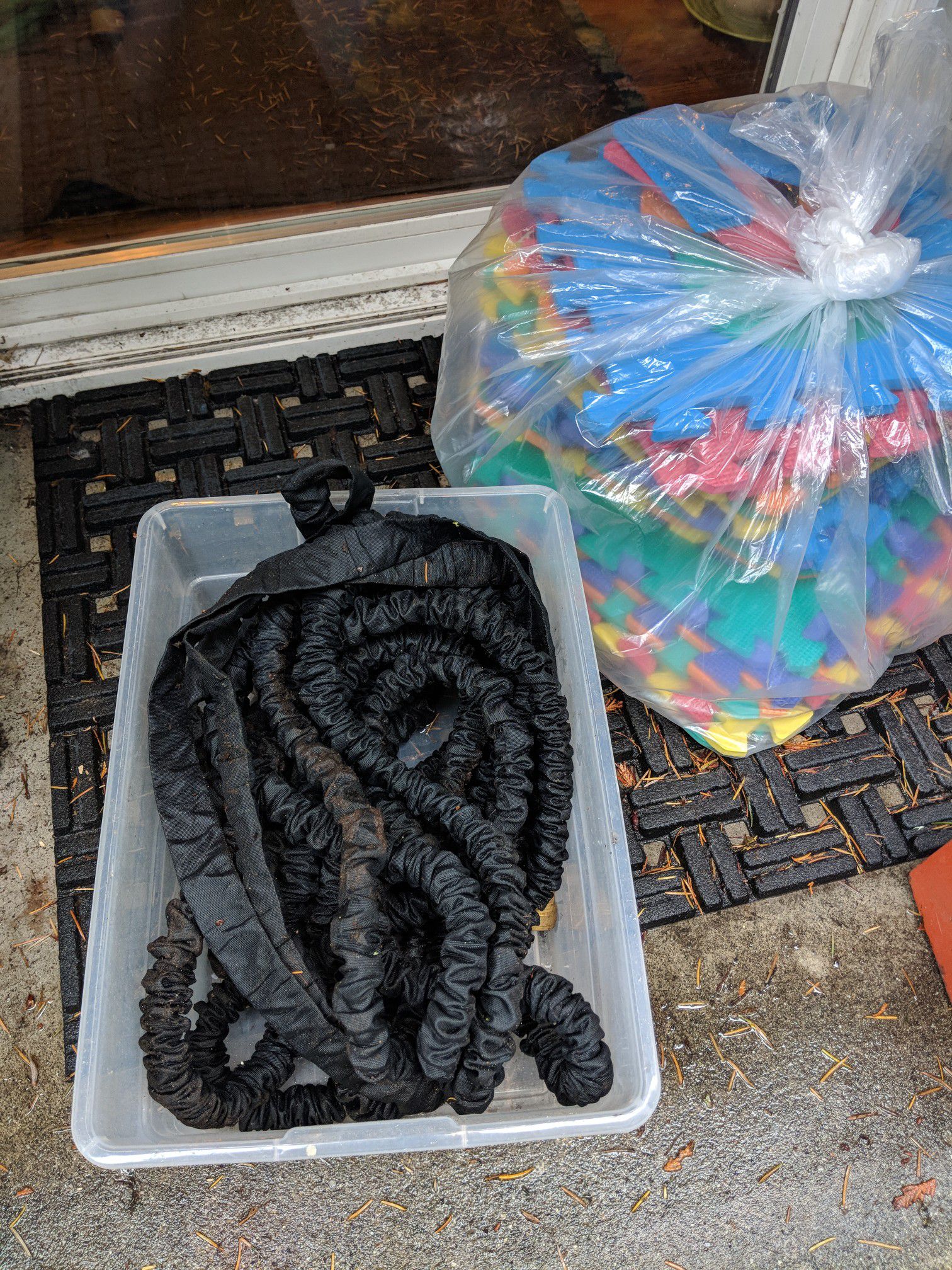 FREE - soaker hose and rubber mat squares