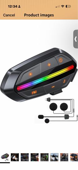 Motorcycle Bluetooth Headset V5.3, Noise Cancelling Helmet Speakers with High Volume, Dual Mic, 1000mAh Battery, IPX6 Waterproof & RGB Lights for Ridi