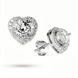 Earrings- DR HEART Round Halo Rose Studs