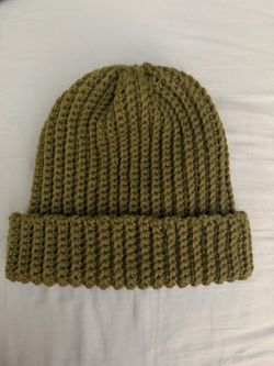 Olive Green Crochet Beanie