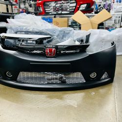06-11 Civic Mugen RR Front Bumper Abs pp hard plastic new in stock Red emblem included