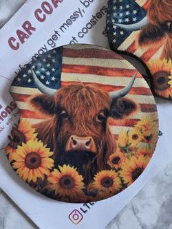 American Cow Car coasters Absorbent Set of (2)