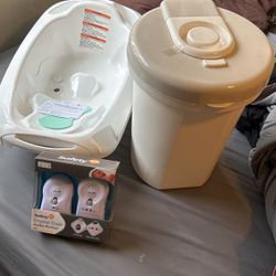 Baby Bath Rub, Diaper Pail, And Baby Monitor