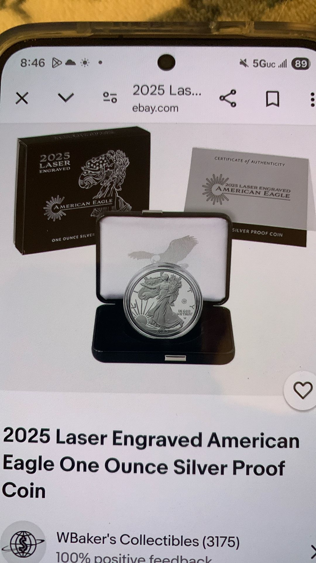 2025 Laser Engraved American Silver Eagle